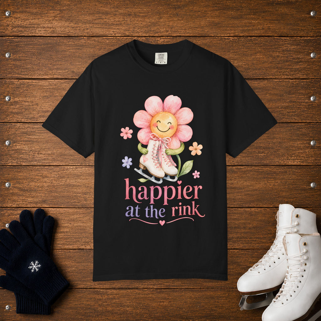 Happier At The Rink- Flower T-Shirt
