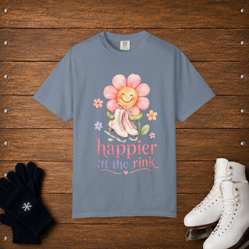 Happier At The Rink- Flower T-Shirt