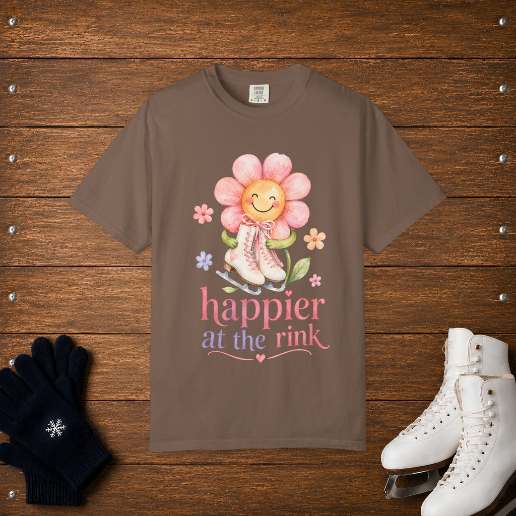 Happier At The Rink- Flower T-Shirt