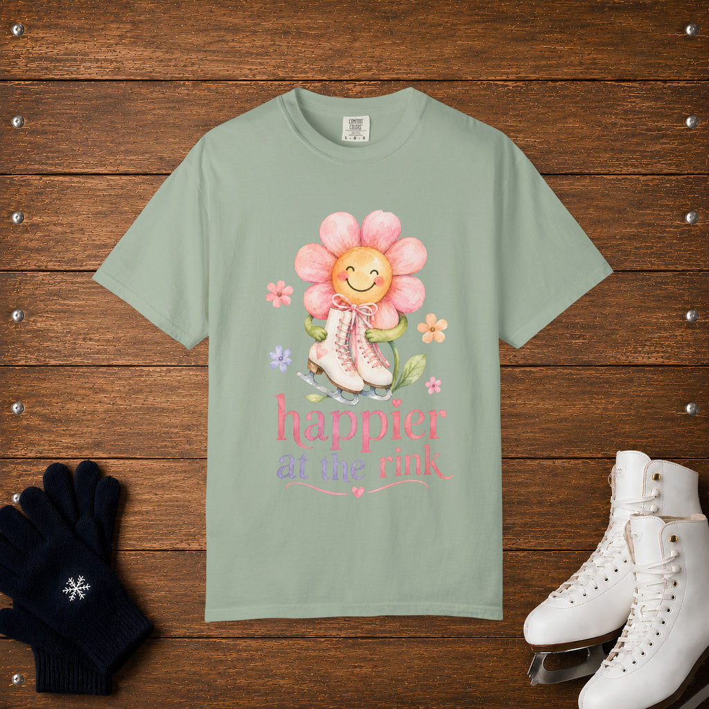 Happier At The Rink- Flower T-Shirt